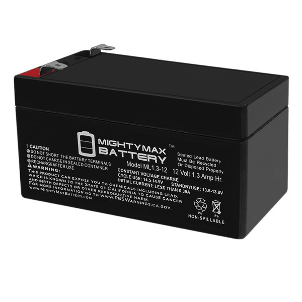 Mighty Max Battery 12V 1.3AH Replacement for Panasonic LC-R121R3PU + 12V Charger ML1.3-12CHRGR18